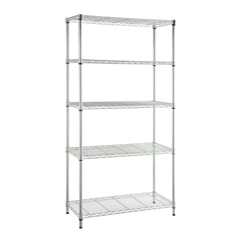 Hdx Deco 16 In X 36 In X 72 In Chrome Wire 5 Tier Garage Shelving