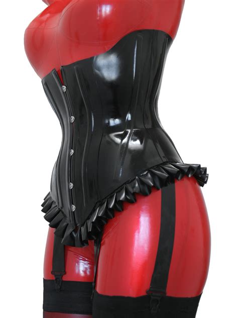 LATEX UNTERBRUST KORSETT MIT RÜSCHEN