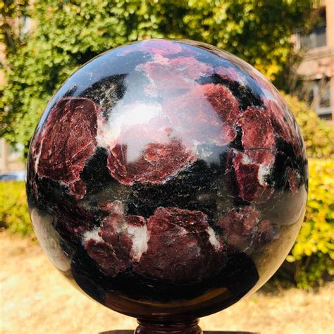 Lb Large Natural Garnet Sphere Crystal Firework Stone Ball Reiki