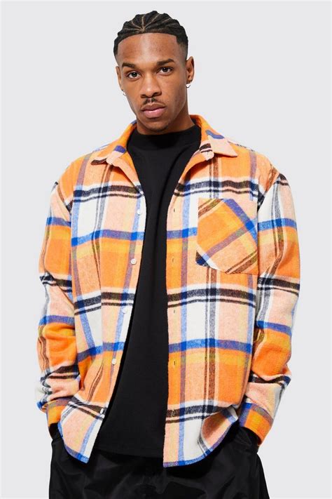 Heavyweight Oversized Check Overshirt Boohoo Uk