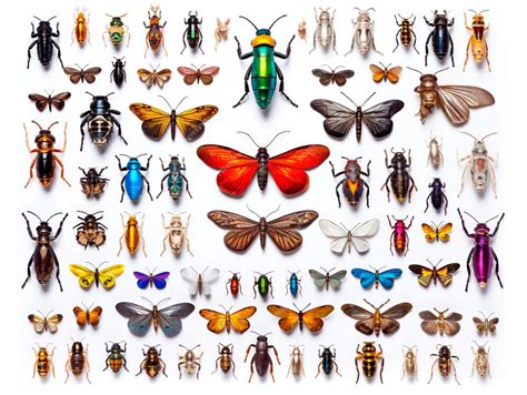 Premium AI Image | Different insects on white background