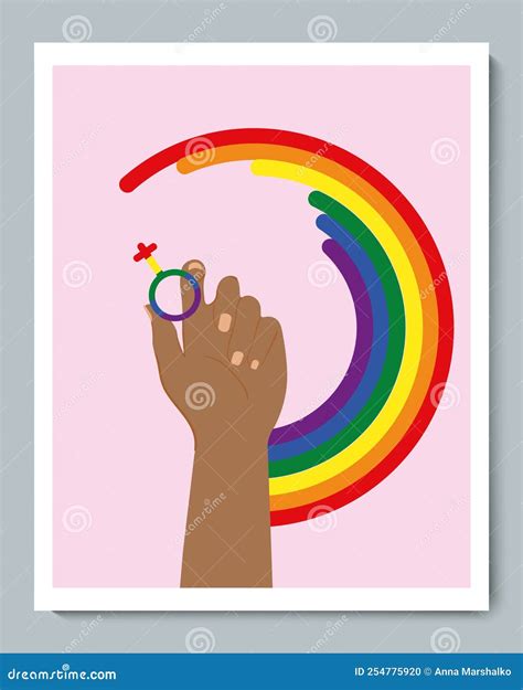 Black Hand With Rainbow Gender Lgbt Synbol Stock Vector Illustration