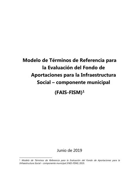 Pdf Modelo De T Rminos De Referencia Para La Evaluaci N Del