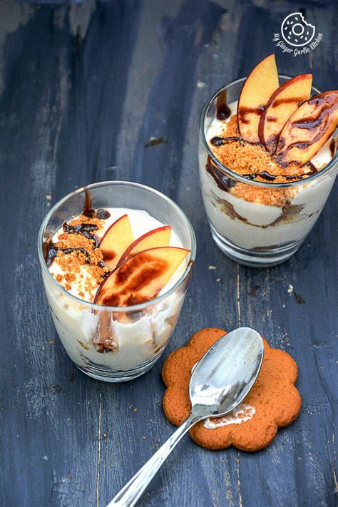 No Bake Peach Gingerbread Cheesecake Parfait