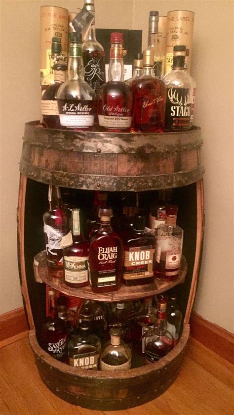 Bourbon Barrel Liquor Bar Display Case Whiskey Barrel Cabinet Buffalo