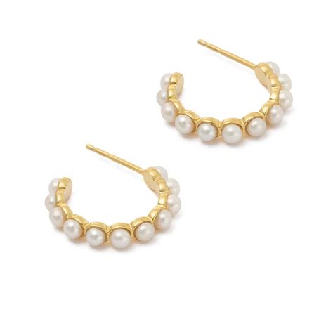 Wholesale Fashion 18k Gold Plated 925 Sterling Silver Pearl Hoop