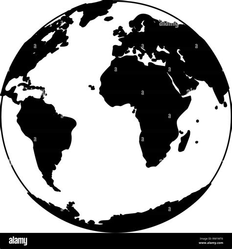 world earth cartoon isolated in black and white Stock Vector Image ...