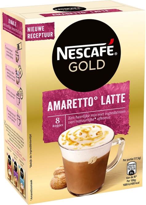 Nescafé Gold Amaretto Latte oploskoffie 6 doosjes à 8 zakjes Bestel nu