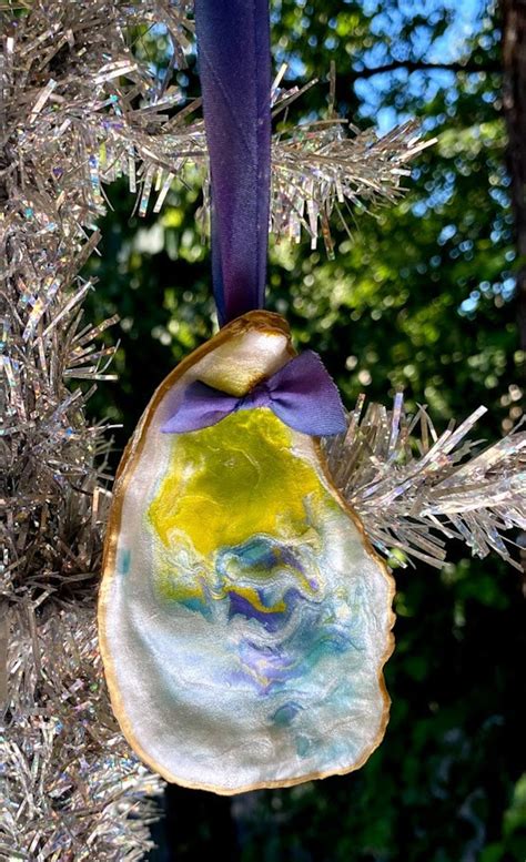 Oyster Shell Ornament Hand Painted Holiday D Cor Sercy Etsy