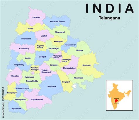 Vector Illustration Of Telangana Map In India Stock Vector HD Wallpaper