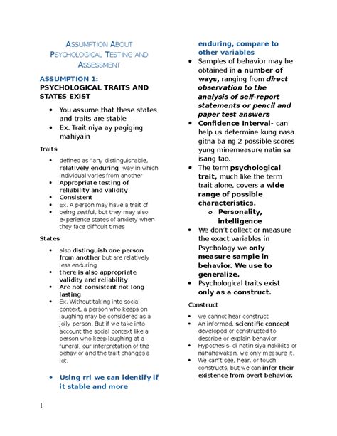 Psych Assess PART 2 April 5 2024 ASSUMPTION ABOUT PSYCHOLOGICAL