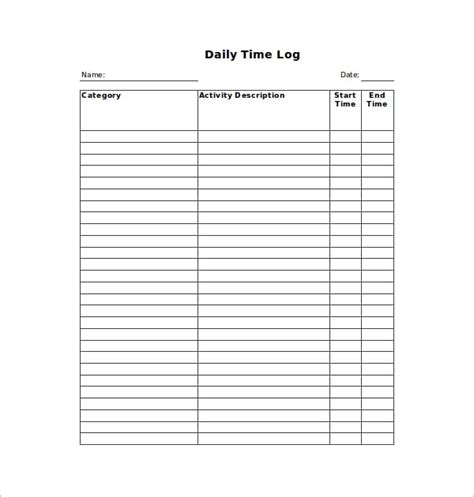 Time Log Templates 14 Free Printable Word Excel And Pdf