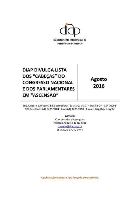 Cabeças Do Congresso 2016 Diap Pdf