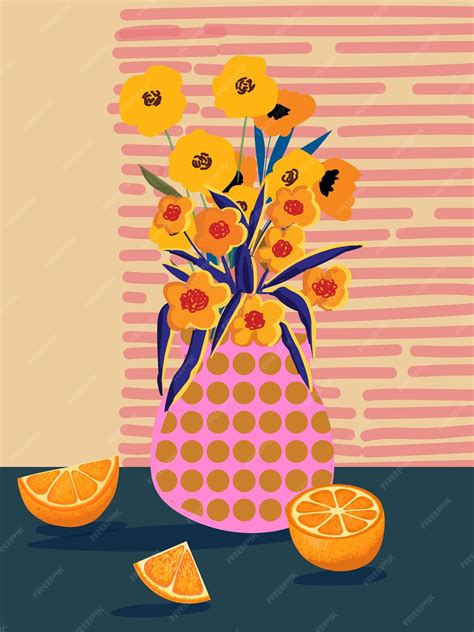 Premium Vector Floral Plants Flowers On Vases Pots Hand Drawn Vector Illustration Design For