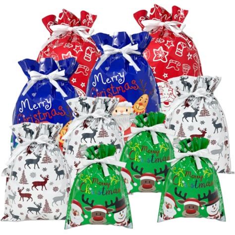 Wrapables Aluminum Foil Christmas Drawstring Gift Bags for Gift Wrap ...