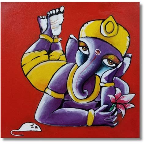 Handmade Lord Vinayaka Paintings on Canvas Buy Online From Best Art Gallery India