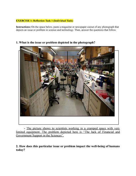 Sts Exercises Issues In Science And Technology Exercise Reflection