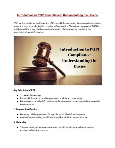 Ppt Introduction To Popi Compliance Understanding The Basics