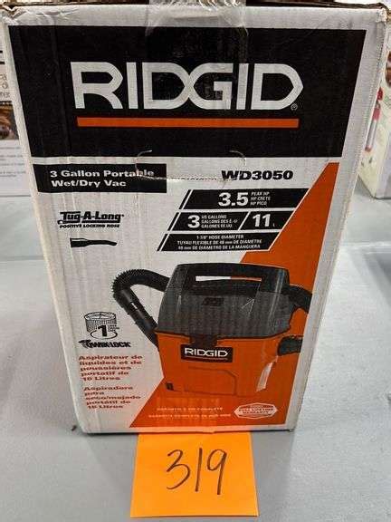Ridgid 3 Gallon Portable Wetdry Vac In Box Earls Auction Company