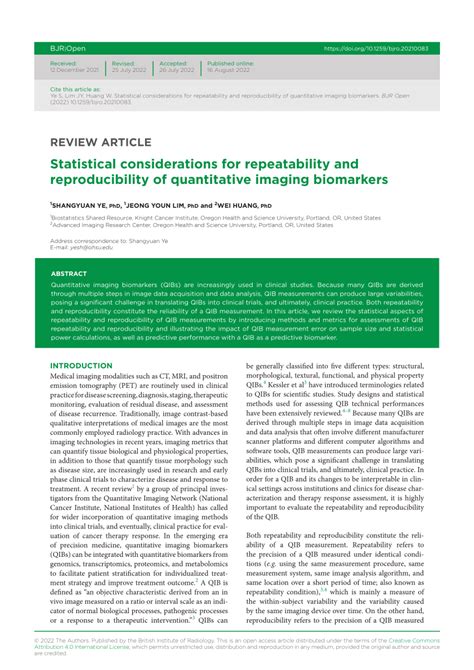 Pdf Statistical Considerations For Repeatability And Reproducibility