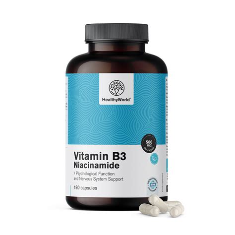 Vitamina B3 500 Mg Niacinamide 180 Capsule Healthy World It