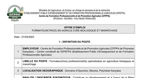 2023 Offre d emploi CFPPA PF formateur agri bio maraîchage VF pdf