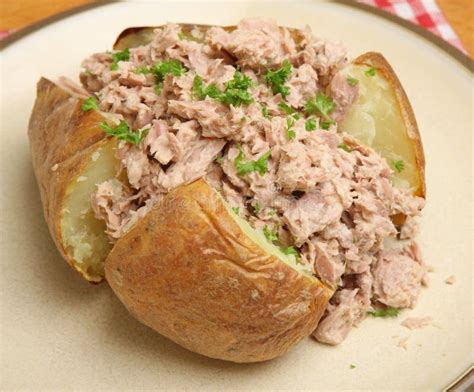 Jacket Potato With Tuna Mayonnaise Stock Image Image Of Skin Potato