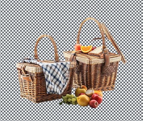 Premium PSD Beautiful Picnic Baskets Isolated On Transparent Background