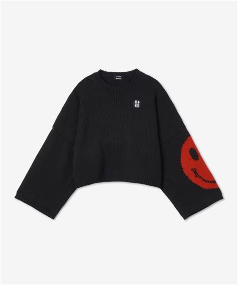 MUSINSA RAF SIMONS Men S Smiley Oversized Knit Black 2248490099