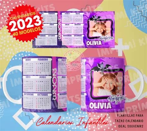 Plantillas Tazas Calendarios 2023 Infantiles Para Sublimar