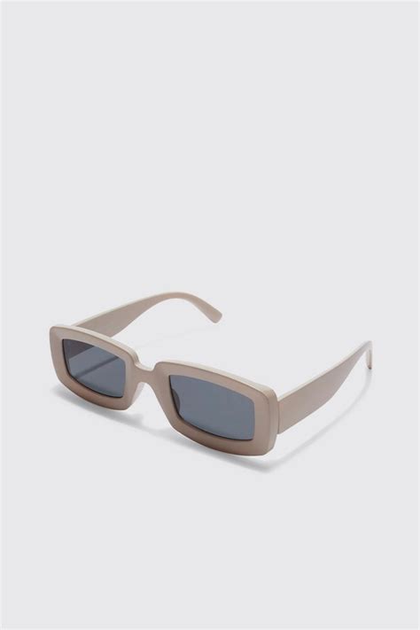 Men S Rectangle Matte Sunglasses Boohoo Uk