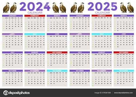 2024 2025 Calendar Design Template Happy New Year Stock Vector By