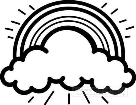 Weather Clipart-rainbow with clouds black outline