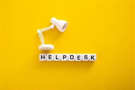 Premium Photo Word Of Helpdesk With Table Lamp On Yellow Background