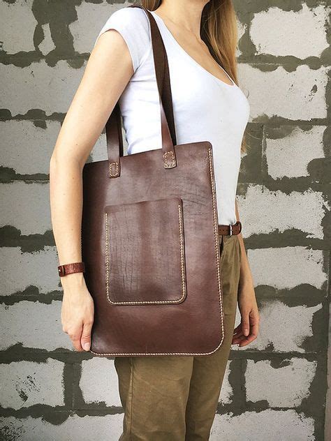 Leather Shoulder Bag Tote Flat Handbag Dark Brown Leather Bag Women