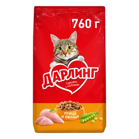 Дарлинг сухой корм для взрослых кошек с птицей и овощами - 760 г ...