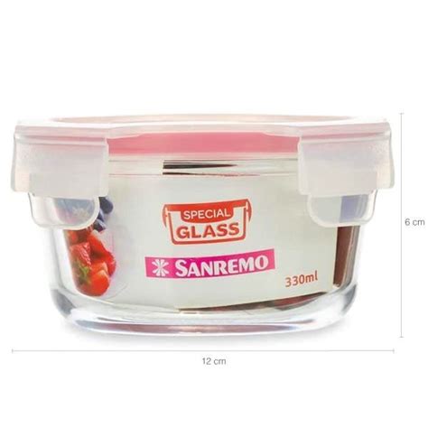 Kit 3 Potes Herméticos Redondos De Vidro Sanremo 330ml Marmita