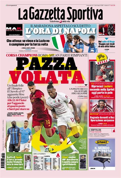 La Prima Pagina Della Gazzetta Dello Sport Del 14042024