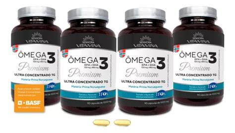 Ômega 3 Ultra Concentrado Da Noruega C Vitamina E 4 Potes Frete Grátis