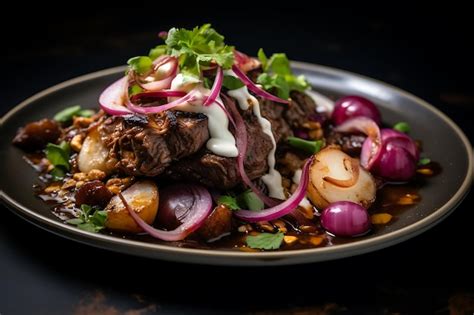 Premium Photo Close Up Of Authentic Mexican Taco Steak With Onions