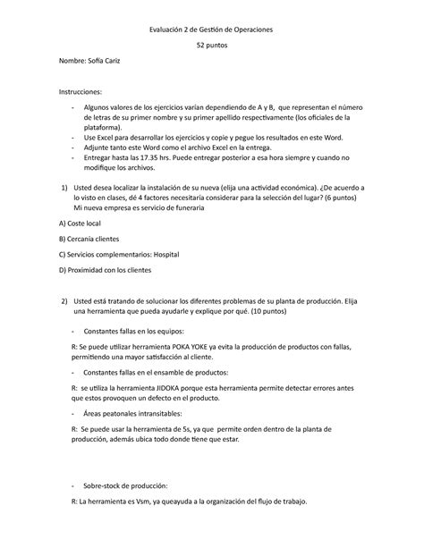 Evaluaci N De Gesti N De Operaciones Evaluaci N De Gesti N De