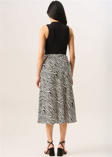 Gini London Mono Zebra Print Satin Bias Midi Skirt Matalan