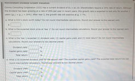 Solved Nonconstant Dividend Growth Valuation Conroy Chegg