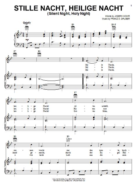 Stille Nacht Sheet Music By Franz X Gruber Piano Vocal Guitar