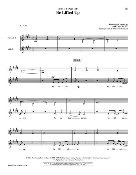 Be Lifted Up Violin Sheet Music PDF Paul Oakley PraiseCharts