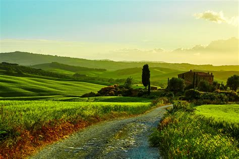 italy, Scenery, Fields, Grasslands, Roads, Tuscany, Hills, Nature ...