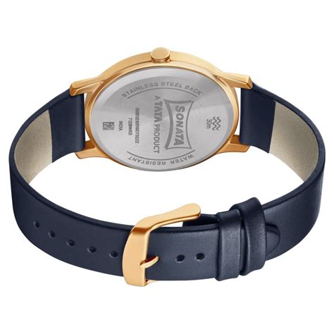 Buy Sonata Sleek Blue Dial Leather Watch Online