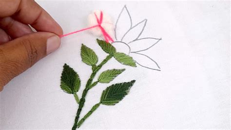 Hand Embroidery Flower Design With Cotton Youtube