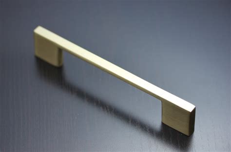 Satin Brass Cabinet Hardware Modern Pull Handle 96mm Center