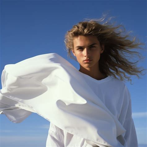 Premium Ai Image Slavic 18 Years Old Model Standing On Top Of A Sandy Beach